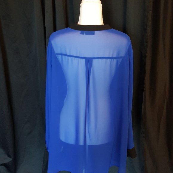ANA Blue Sheer Blouse Size 3X - Picture 3 of 5